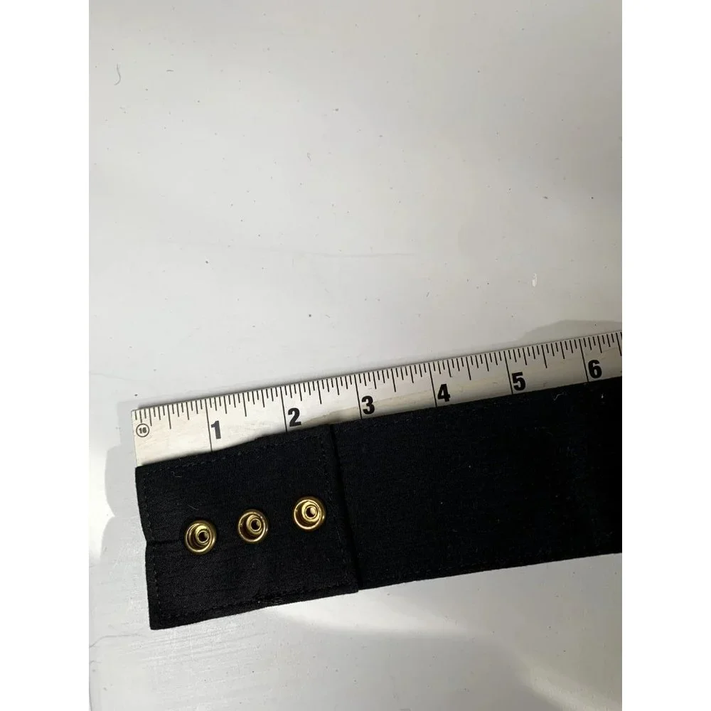 Vintage Statement Belt Medium Womens 90s‎ Black Wide Strap Waist Embroidered